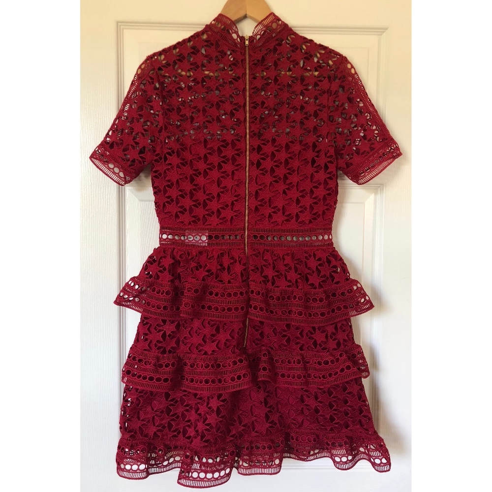 New Self Portrait Red Star Short Dress SZ 6 - Picture 4 of 7